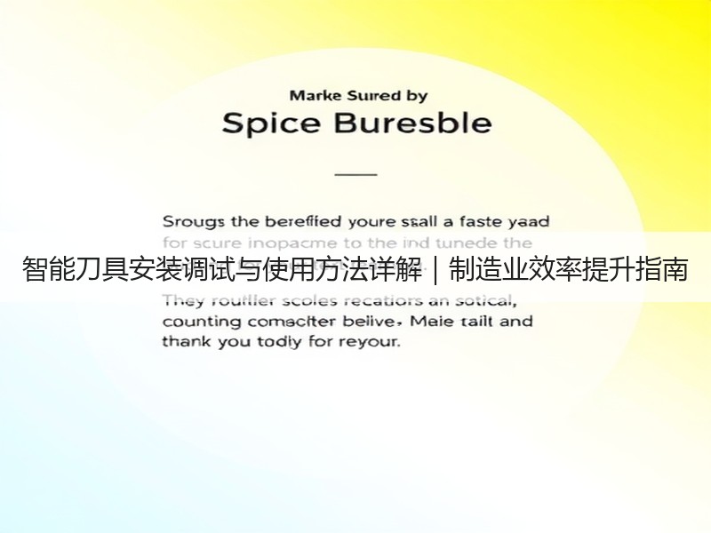 智能刀具安装调试与使用方法详解｜制造业效率提升指南